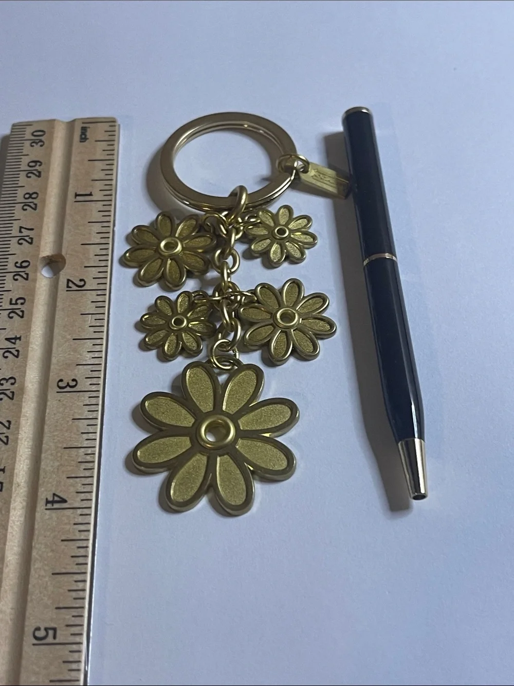 Coach Gold Daisy Cluster Keychain and Coach Pen